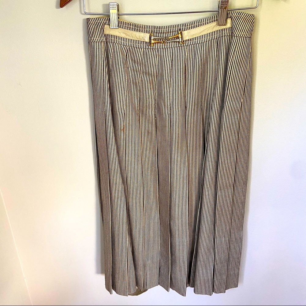 Vintage Celine Paris Striped Silk Skirt